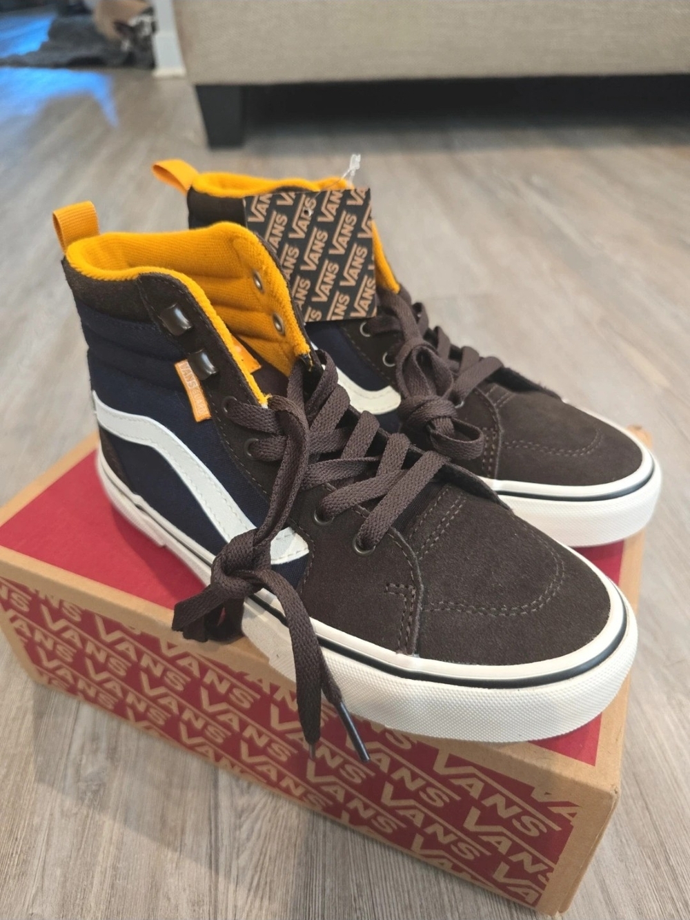 Vans Sk8-Hi High Top Sneakers - Brown/Yellow